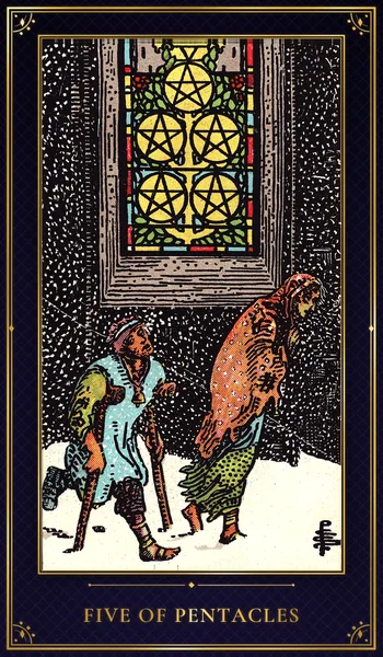 Five of Pentacles — Rider–Waite tarot card