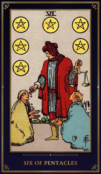Six of Pentacles — Rider–Waite tarot card