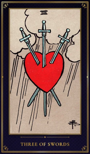 Three of Swords — Rider–Waite tarot card