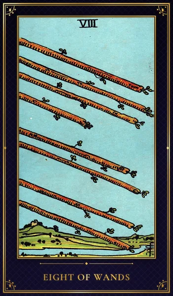 Eight of Wands — Rider–Waite tarot card